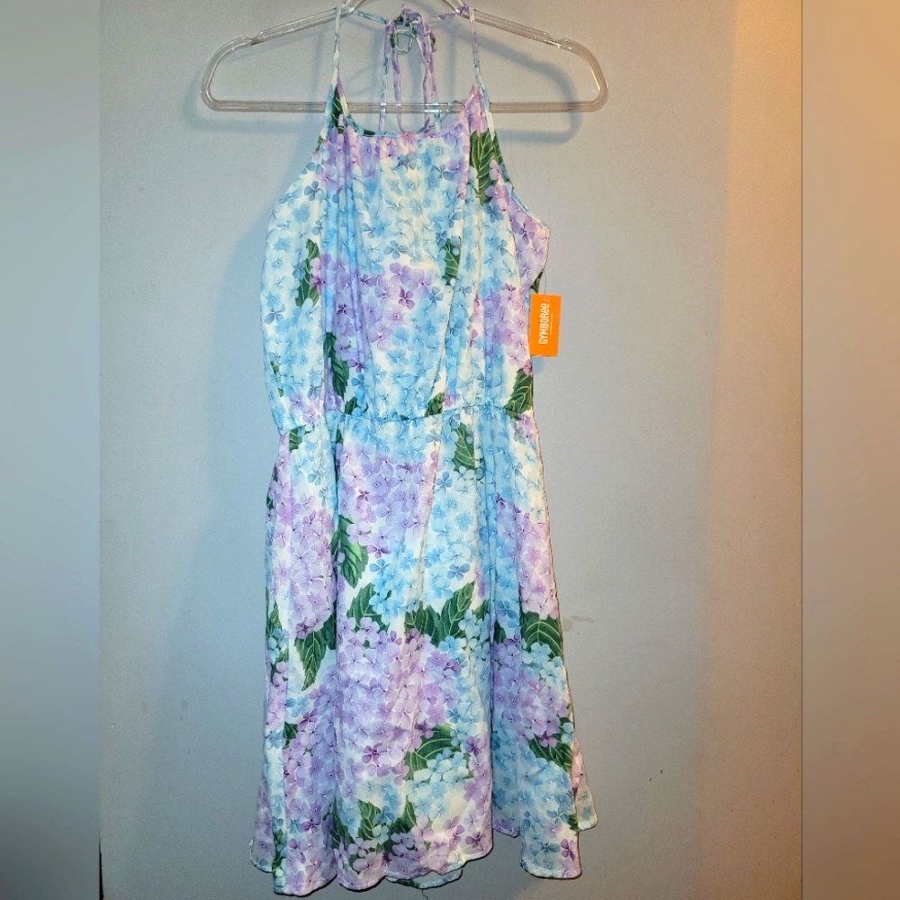 🆕️ Gymboree Spring Blooms Hydrangea Floral Print Strappy Tie Dress Ladies Large